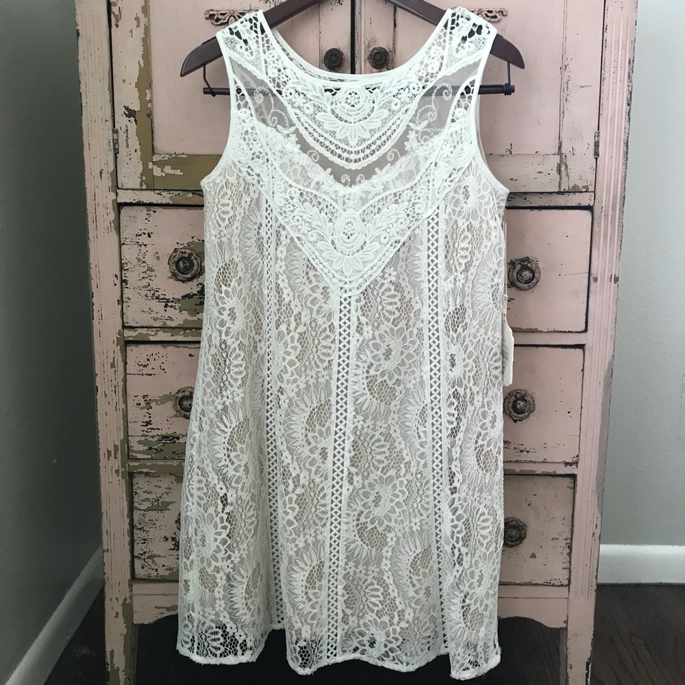 White and cream lace dress